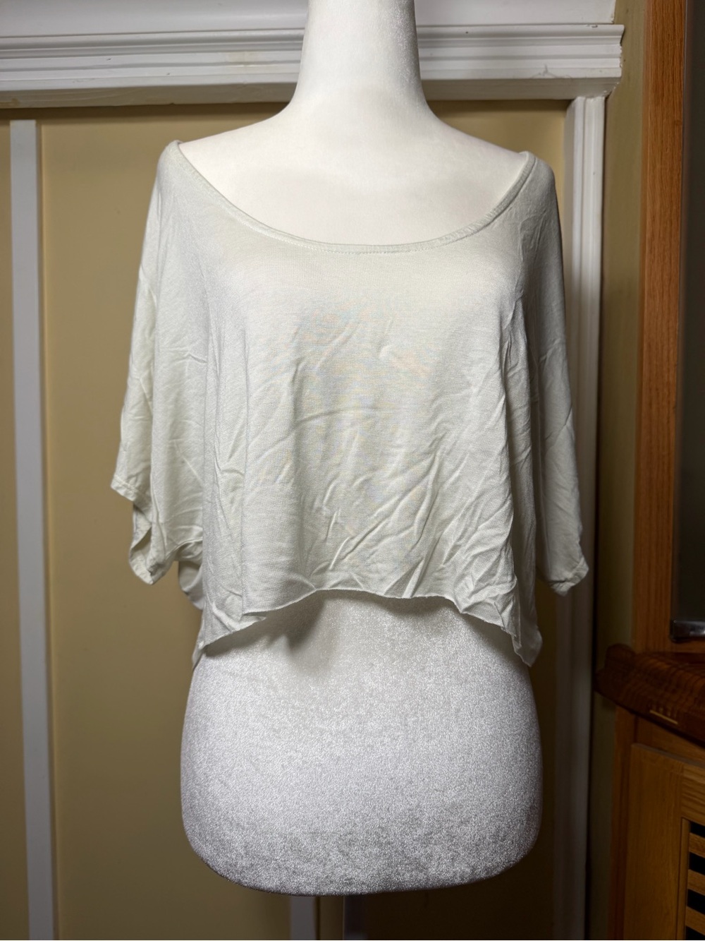 Joah Brown Modal Lightweight White Cropped Top Off The Shoulder Tee